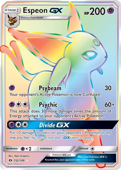 Espeon GX Secret (SM01) #152/149 Secret Rare (Holofoil Near Mint) SM Base Set Pokemon: 2017