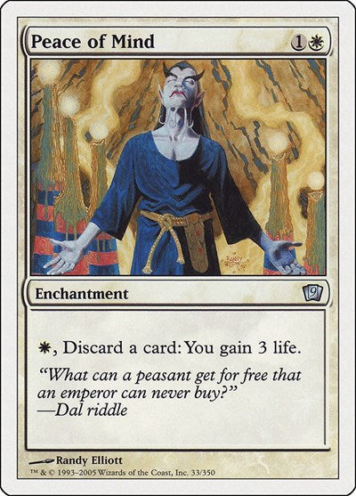 Peace of Mind (9ED) #33★ Uncommon (Moderately Played) 9th Edition Magic: The Gathering: 2005