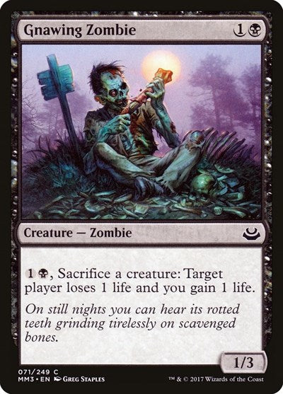 Gnawing Zombie (MM3) #71 Common (Foil Lightly Played) Modern Masters 2017 Magic: The Gathering: 2017