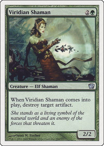 Viridian Shaman (9ED) #280★ Uncommon (Lightly Played) 9th Edition Magic: The Gathering: 2005