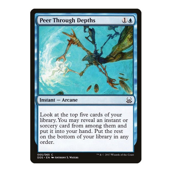 Peer Through Depths (DDS) #5 Common (Lightly Played) Duel Decks: Mind vs. Might Magic: The Gathering: 2017