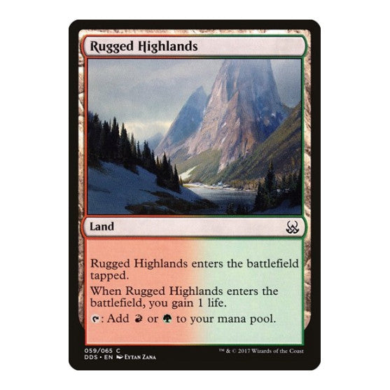 Rugged Highlands (DDS) #59 Common (Lightly Played) Duel Decks: Mind vs. Might Magic: The Gathering: 2017