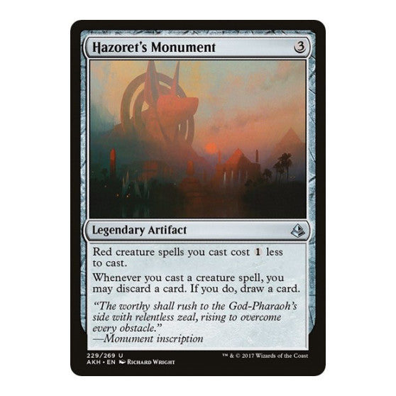 Hazorets Monument (AKH) #229 Uncommon (Lightly Played) Amonkhet Magic: The Gathering: 2017