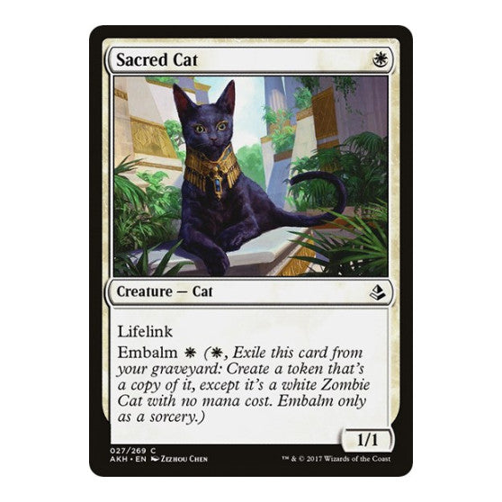 Sacred Cat (AKH) #27 Common (Lightly Played) Amonkhet Magic: The Gathering: 2017