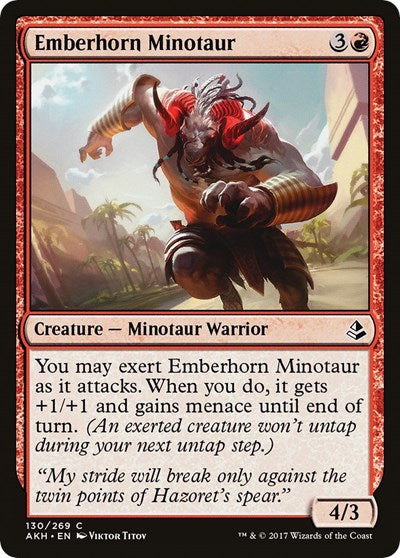 Emberhorn Minotaur (AKH) #130 Common (Lightly Played) Amonkhet Magic: The Gathering: 2017