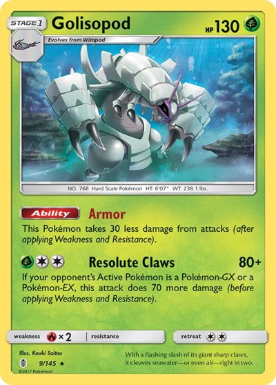 Golisopod (SM02) #9/145 Holo Rare (Holofoil Near Mint) SM - Guardians Rising Pokemon: 2017