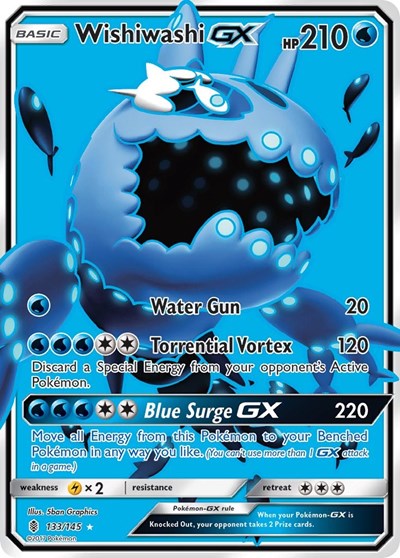 Wishiwashi GX Full Art (SM02) #133/145 Ultra Rare (Holofoil Damaged) SM - Guardians Rising Pokemon: 2017