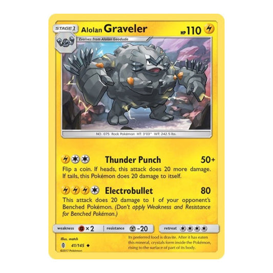 Alolan Graveler (SM02) #41/145 Uncommon (Reverse Holofoil Near Mint) SM - Guardians Rising Pokemon: 2017