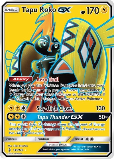 Tapu Koko GX (Full Art) (SM02) #135/145 Ultra Rare SM - Guardians Rising Pokemon: 2017