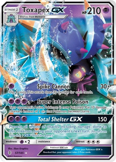 Toxapex GX (SM02) #57/145 Ultra Rare (Holofoil Near Mint) SM - Guardians Rising Pokemon: 2017