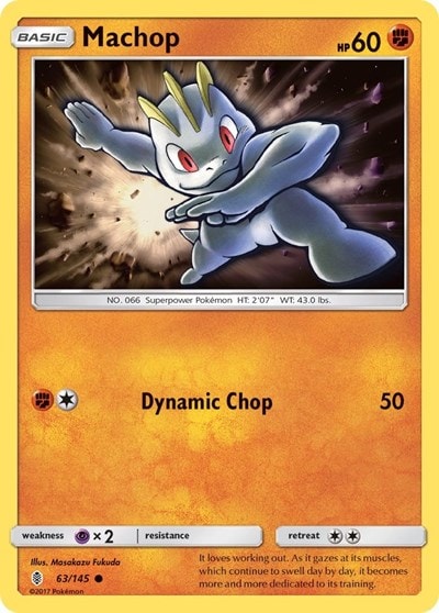 Machop (63) (SM02) #63/145 Common (Reverse Holofoil Moderately Played) SM - Guardians Rising Pokemon: 2017