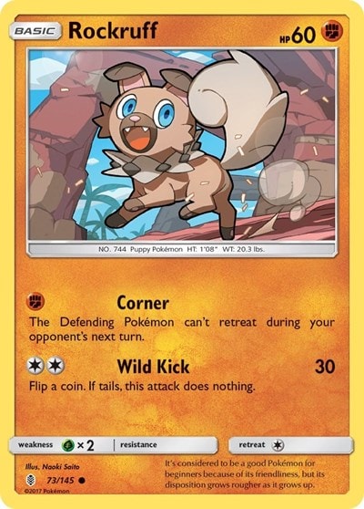 Rockruff (SM02) #73/145 Common (Reverse Holofoil Moderately Played) SM - Guardians Rising Pokemon: 2017