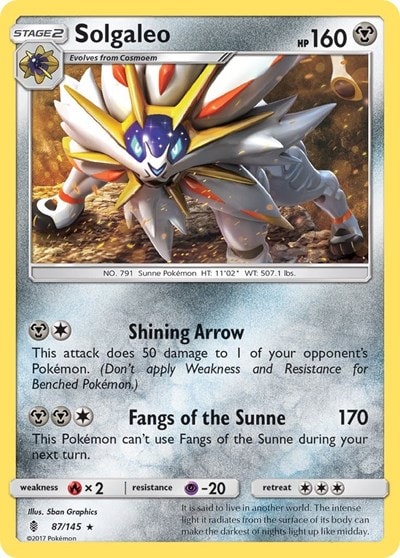Solgaleo (SM02) #87/145 Rare (Reverse Holofoil Near Mint) SM - Guardians Rising Pokemon: 2017