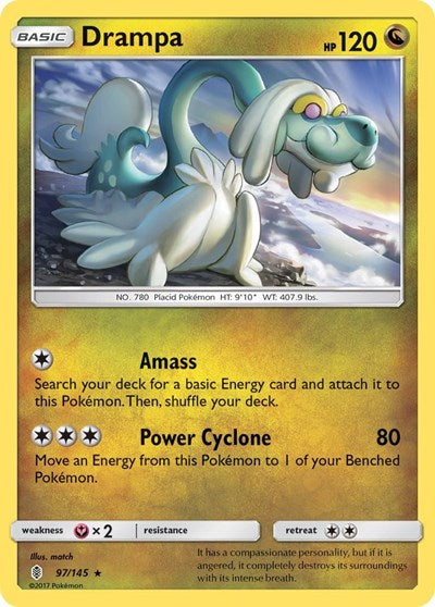 Drampa (SM02) #97/145 Holo Rare (Holofoil Moderately Played) SM - Guardians Rising Pokemon: 2017