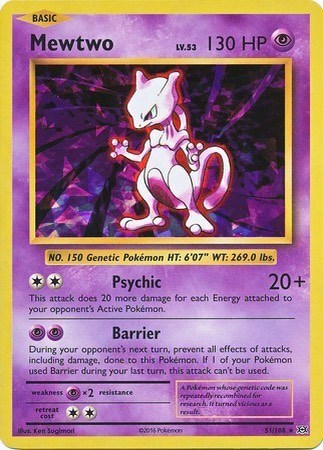 Mewtwo 51 108 Cracked Ice Holo (PR) #051/108 Holo Rare (Holofoil Moderately Played) Deck Exclusives Pokemon: 2016