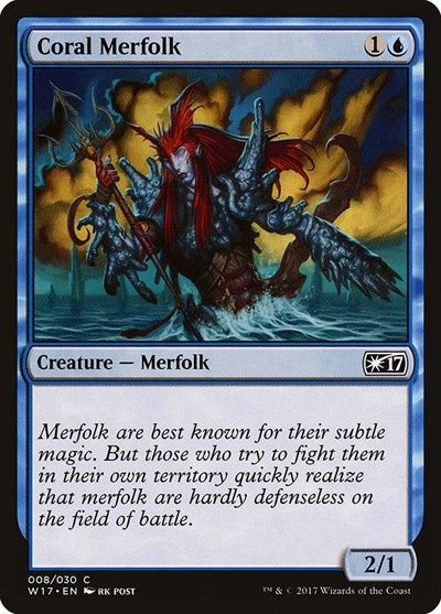 Coral Merfolk (W17) #8 Common (Lightly Played) Welcome Deck 2017 Magic: The Gathering: 2017