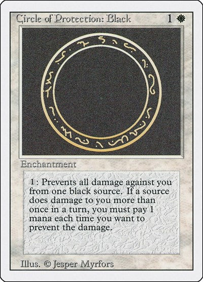 Circle of Protection Black (3ED) #9 Common (Heavily Played) Revised Edition Magic: 1994