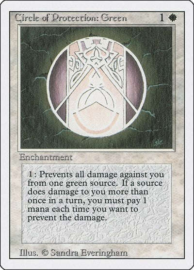 Circle of Protection Green (3ED) #11 Common (Heavily Played) Revised Edition Magic: 1994