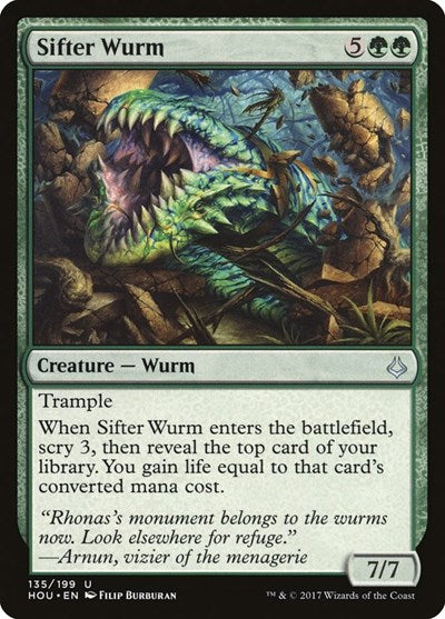 Sifter Wurm (HOU) #135 Uncommon (Moderately Played) Hour of Devastation Magic: The Gathering: 2017