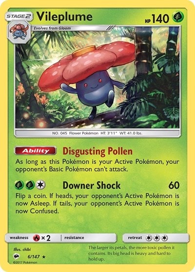 Vileplume (SM03) #6/147 Holo Rare (Reverse Holofoil Near Mint) SM - Burning Shadows Pokemon: 2017