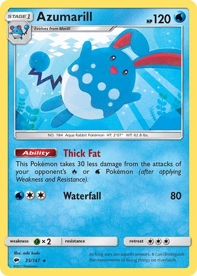 Azumarill (SM03) #35/147 Rare (Reverse Holofoil Lightly Played) SM - Burning Shadows Pokemon: 2017