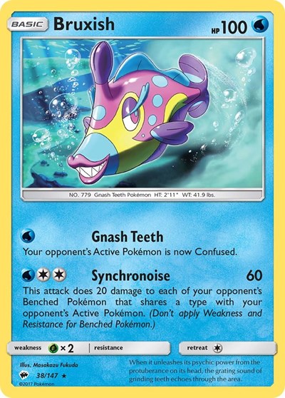 Bruxish (SM03) #38/147 Rare (Reverse Holofoil Near Mint) SM - Burning Shadows Pokemon: 2017