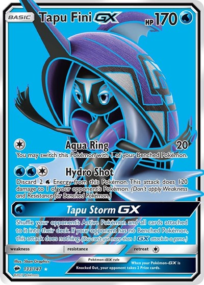 Tapu Fini GX Full Art (SM03) #133/147 Ultra Rare (Holofoil Moderately Played) SM - Burning Shadows Pokemon: 2017