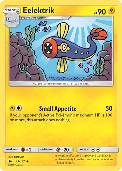 Eelektrik (SM03) #45/147 Uncommon (Reverse Holofoil Moderately Played) SM - Burning Shadows Pokemon: 2017