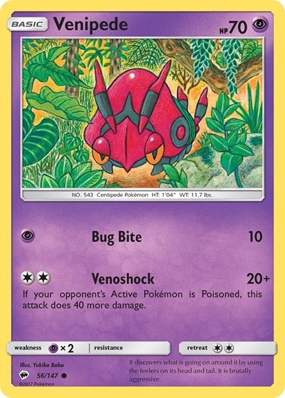 Venipede (SM03) #56/147 Common (Reverse Holofoil Near Mint) SM - Burning Shadows Pokemon: 2017