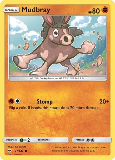Mudbray (SM03) #77/147 Common (Reverse Holofoil Near Mint) SM - Burning Shadows Pokemon: 2017