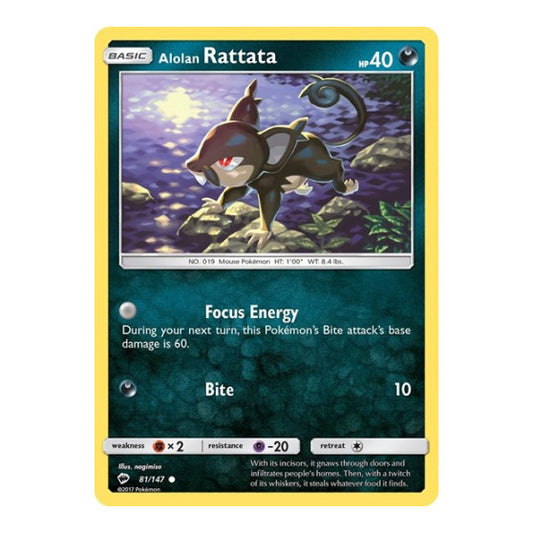 Alolan Rattata (SM03) #81/147 Common (Reverse Holofoil Near Mint) SM - Burning Shadows Pokemon: 2017
