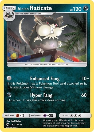 Alolan Raticate (SM03) #82/147 Rare (Reverse Holofoil Near Mint) SM - Burning Shadows Pokemon: 2017