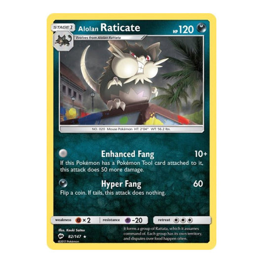 Alolan Raticate (SM03) #82/147 Rare (Reverse Holofoil Near Mint) SM - Burning Shadows Pokemon: 2017