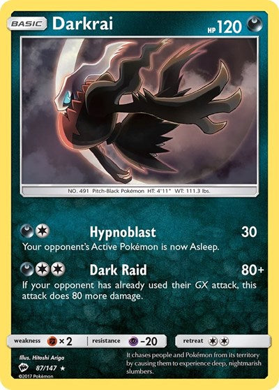 Darkrai (SM03) #87/147 Holo Rare (Holofoil Moderately Played) SM - Burning Shadows Pokemon: 2017