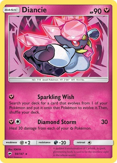 Diancie (SM03) #94/147 Holo Rare (Holofoil Moderately Played) SM - Burning Shadows Pokemon: 2017