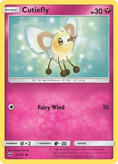 Cutiefly (SM03) #95/147 Common (Reverse Holofoil Moderately Played) SM - Burning Shadows Pokemon: 2017
