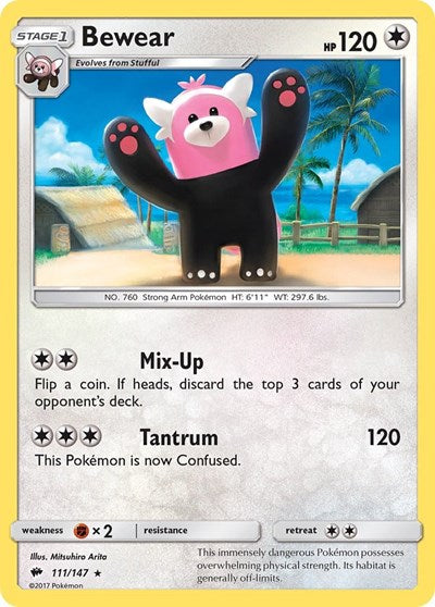 Bewear (SM03) #111/147 Rare (Reverse Holofoil Near Mint) SM - Burning Shadows Pokemon: 2017