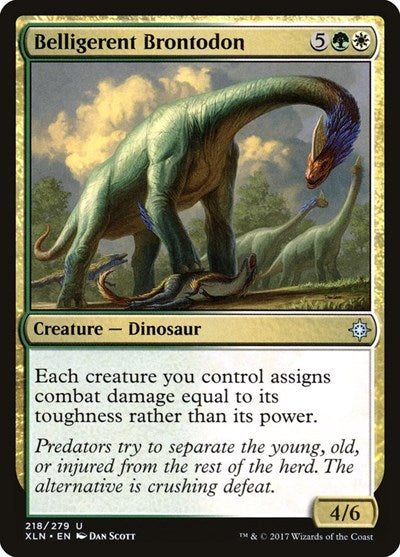 Belligerent Brontodon (XLN) #218 Uncommon (Lightly Played) Ixalan Magic: The Gathering: 2017