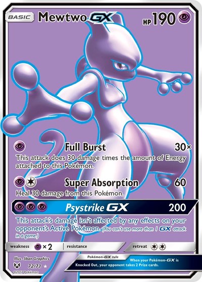 Mewtwo GX Full Art (SHL) #72/73 Ultra Rare Shining Legends Pokemon: 2017