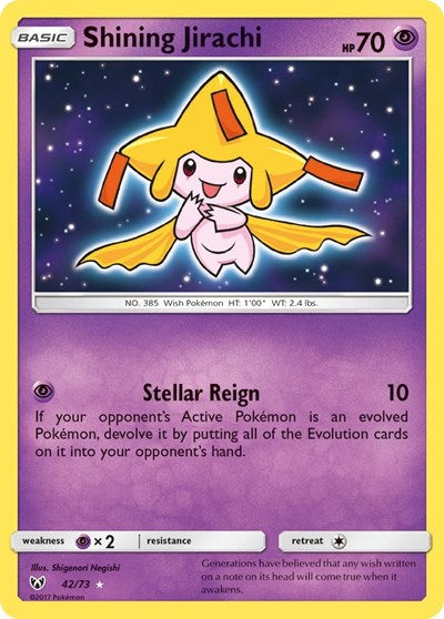 Shining Jirachi (SHL) #42/73 Shiny Holo Rare (Holofoil Moderately Played) Shining Legends Pokemon: 2017