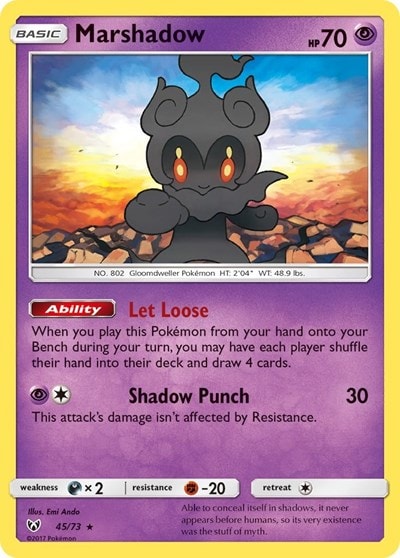 Marshadow (SHL) #45/73 Holo Rare (Holofoil Near Mint) Shining Legends Pokemon: 2017