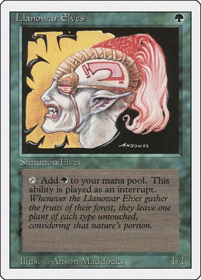 1994 Magic: Revised Edition (3ED) - Llanowar Elves (#211, Common) (Heavily Played)