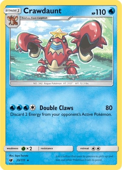 Crawdaunt (SM04) #25/111 Rare (Reverse Holofoil Near Mint) SM - Crimson Invasion Pokemon: 2017
