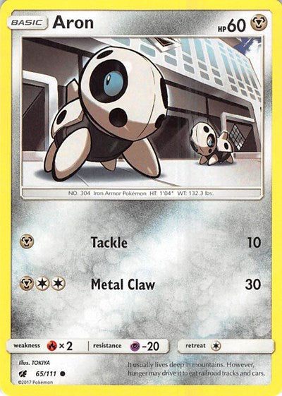 2017 Pokemon: SM - Crimson Invasion (SM04) - Aron (#65/111, Common) (Reverse Holofoil, Near Mint)