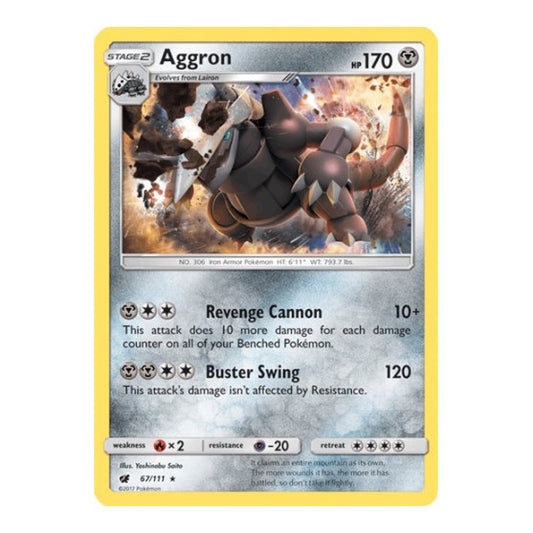 Aggron (SM04) #67/111 Holo Rare (Reverse Holofoil Near Mint) SM - Crimson Invasion Pokemon: 2017