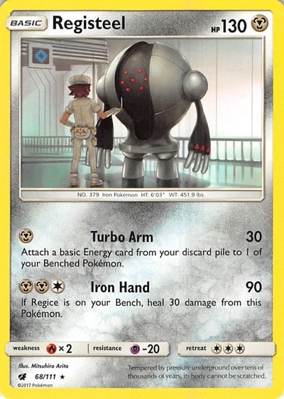 Registeel (SM04) #68/111 Rare (Reverse Holofoil Near Mint) SM - Crimson Invasion Pokemon: 2017