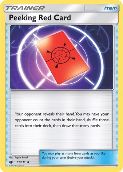 Peeking Red Card (SM04) #97/111 Uncommon (Moderately Played) SM - Crimson Invasion Pokemon: 2017