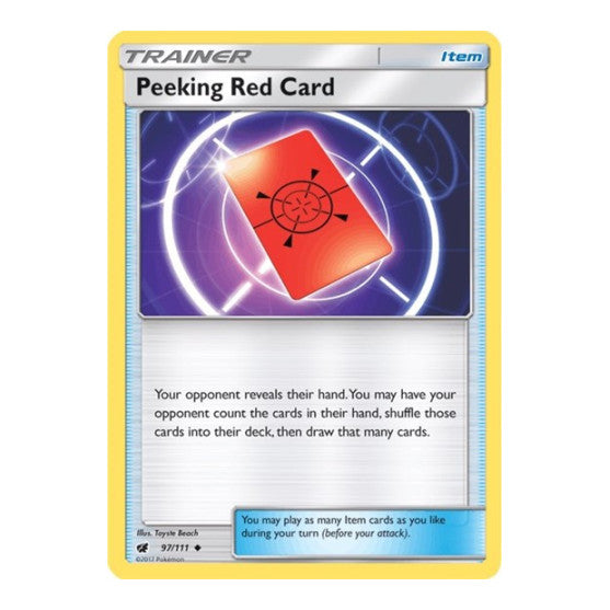 Peeking Red Card (SM04) #97/111 Uncommon (Moderately Played) SM - Crimson Invasion Pokemon: 2017