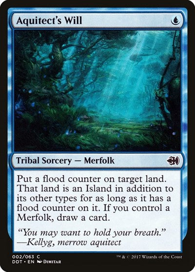 Aquitects Will (DDT) #2 Common (Lightly Played) Duel Decks: Merfolk vs. Goblins Magic: The Gathering: 2017