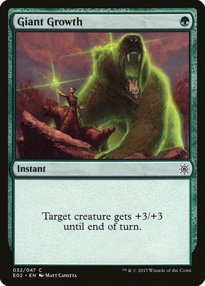 Giant Growth (E02) #32 Common (Lightly Played) Explorers of Ixalan Magic: The Gathering: 2017